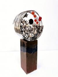 Shakil Ismail, 8 x 18.5 Inch, Metal Sculpture with Agate Stone, Sculpture, AC-SKL-140